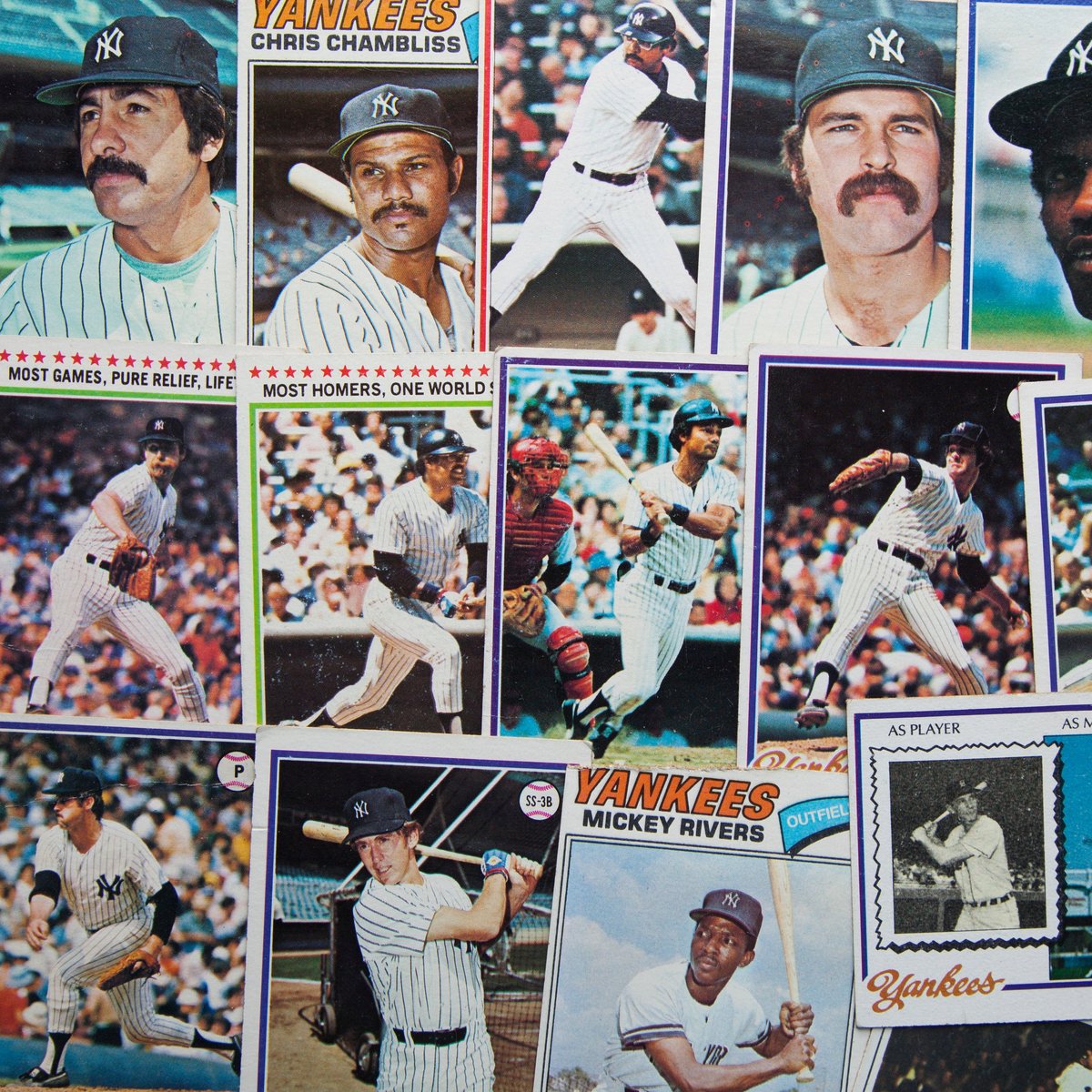 Vintage baseball cards being sorted
