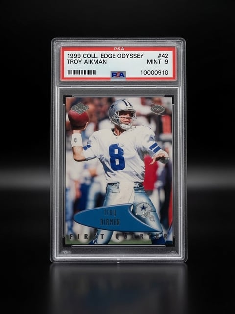 PSA graded 1999 Collectors Edge Odyssey Troy Aikman football card #42, mint condition