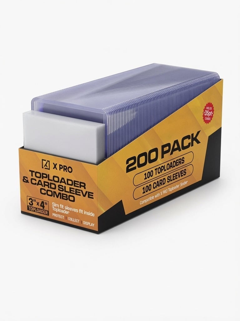 X PRO Toploader and Soft Sleeve Combo — 100 rigid toploaders and 100 acid-free soft sleeves for baseball cards, sports cards, and TCG trading card protection