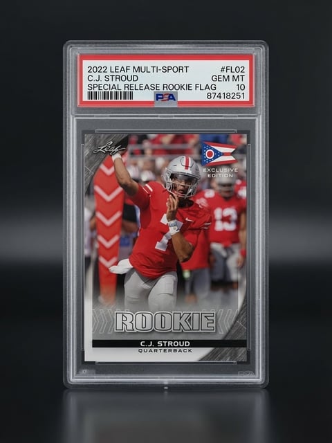 2022 Leaf Multi-Sport C.J. Stroud rookie card graded Gem Mint 10 in protective case